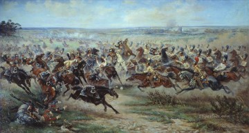 Clásico Painting - Una carga de la guardia rusa Leib el 2 de junio de 1807 Guerra militar Viktor Mazurovsky